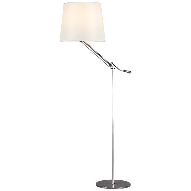 Image 1 PageOne Nero 64 1/2 inch High White and Satin Nickel Boom Arm Floor Lamp