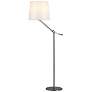 PageOne Nero 64 1/2" High White and Satin Nickel Boom Arm Floor Lamp