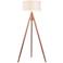 PageOne Signal 72" High Cream White and Red Oak Tripod Floor Lamp