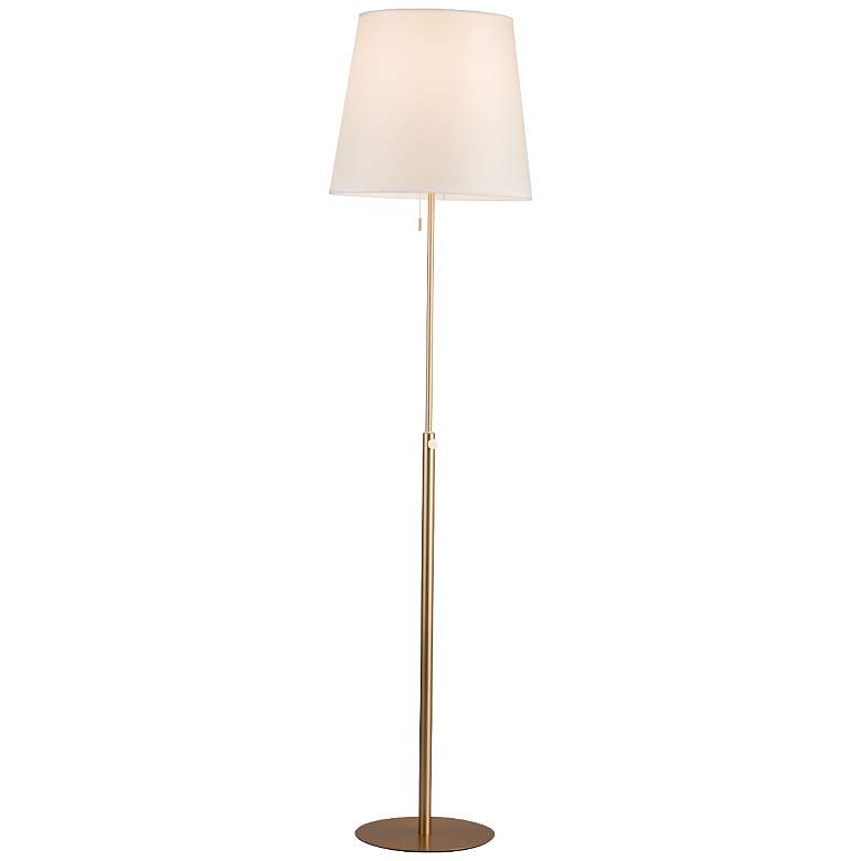 Image 1 PageOne Vera 69 1/2 inch White Shade Brushed Champagne Floor Lamp