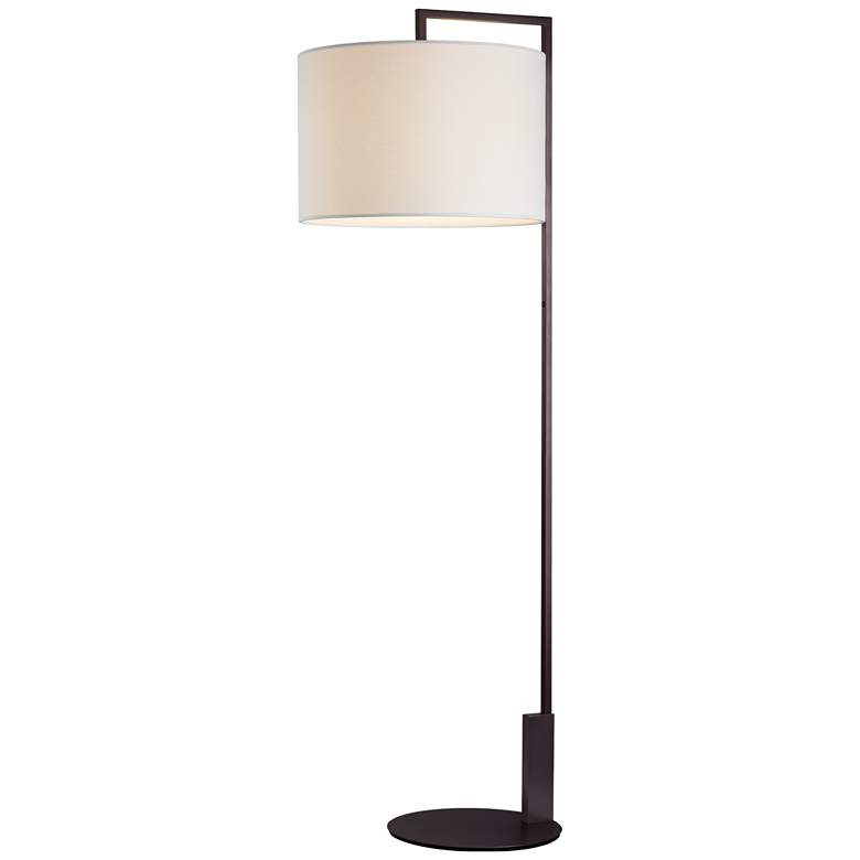 Image 1 PageOne Waldorf 73 1/2" White Shade Deep Taupe Modern LED Floor Lamp