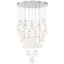 Image1 of Paget 39"W Chrome Sugar Glass LED 31-Light Oval Chandelier