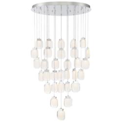 Paget 39"W Chrome Sugar Glass LED 31-Light Oval Chandelier