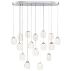 Paget 44&quot;W Chrome Sugar Glass LED 16-Light Oval Chandelier