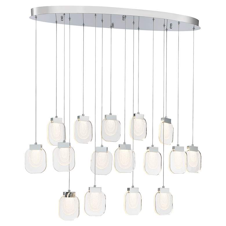 Image 3 Paget 44"W Chrome Sugar Glass LED 16-Light Oval Chandelier more views