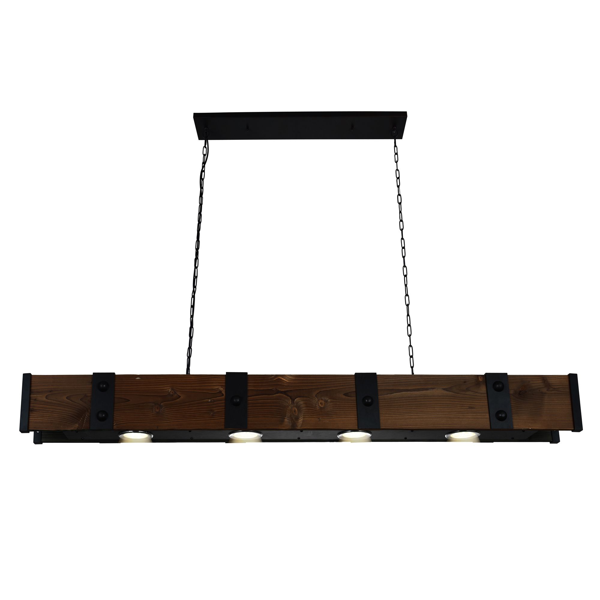 Image 2 Pago 4 Light 59in Black & Wood Drum Shade Island Light more views