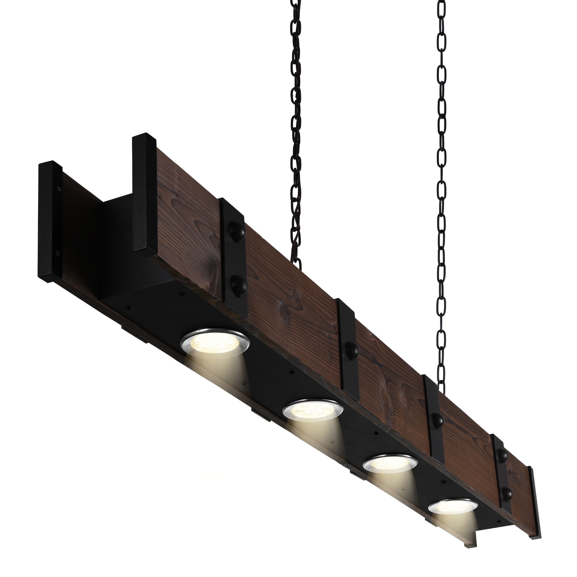 Image 3 Pago 4 Light 59in Black & Wood Drum Shade Island Light more views