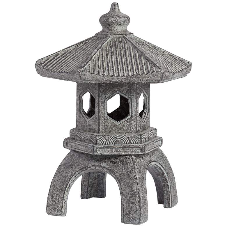 Image 2 Pagoda 16 1/2" High Old Stone Indoor-Outdoor Statue