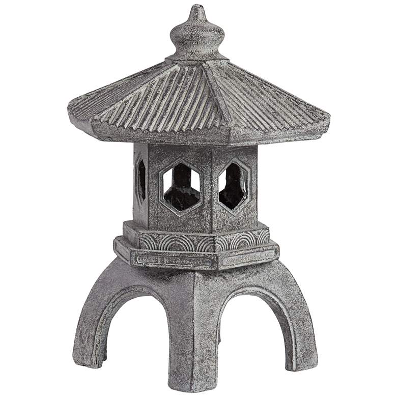 Image 5 Pagoda 16 1/2" High Old Stone Indoor-Outdoor Statue more views