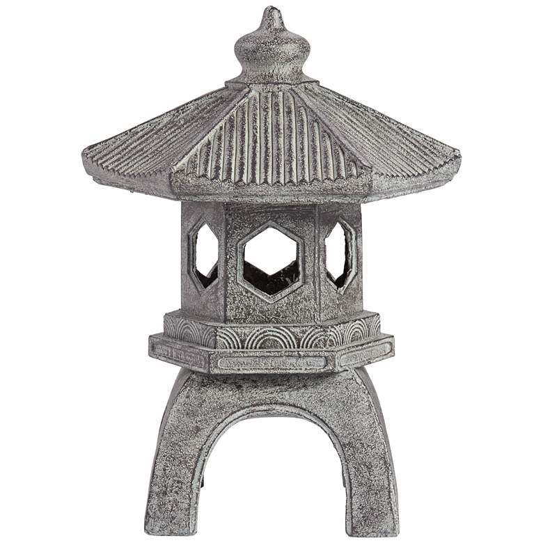 Image 6 Pagoda 16 1/2" High Old Stone Indoor-Outdoor Statue more views