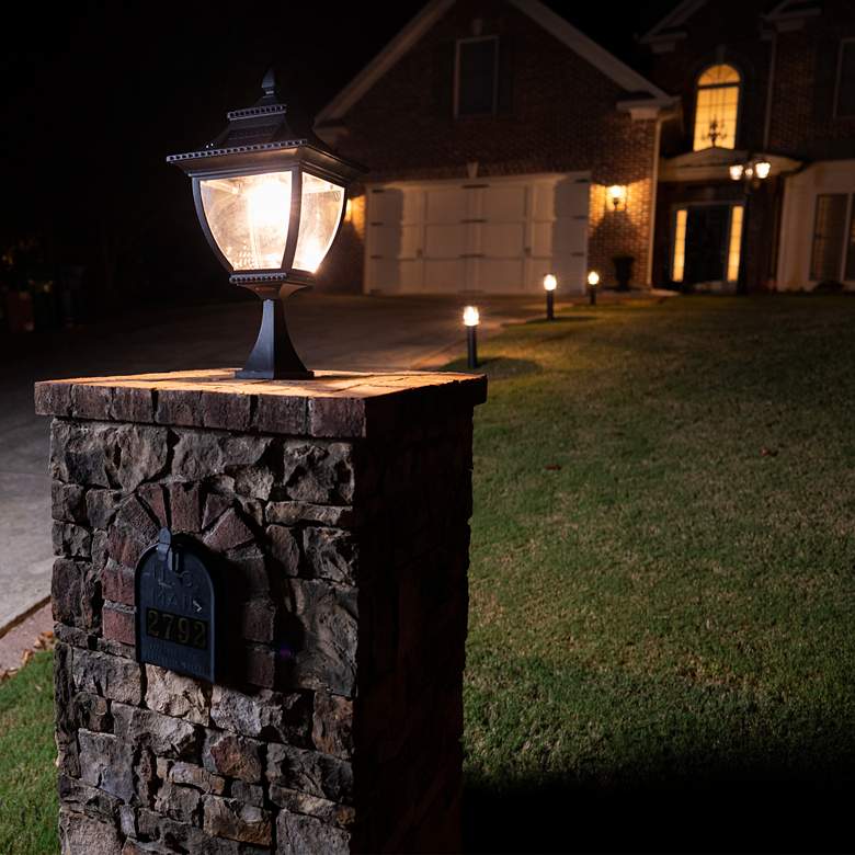 Image 1 Pagoda 22" High Black Solar LED Outdoor Post Light