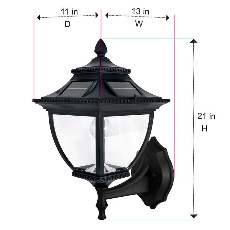 Image 6 Pagoda 22 inch High Black Solar LED Outdoor Post Light more views