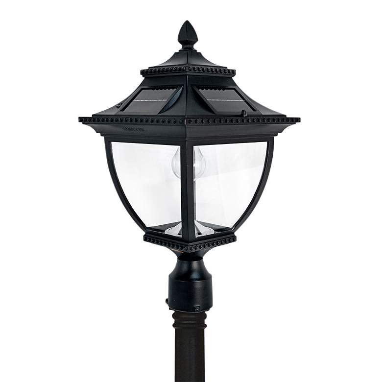 Image 2 Pagoda 87 inch High Black Solar LED Outdoor Post Light more views