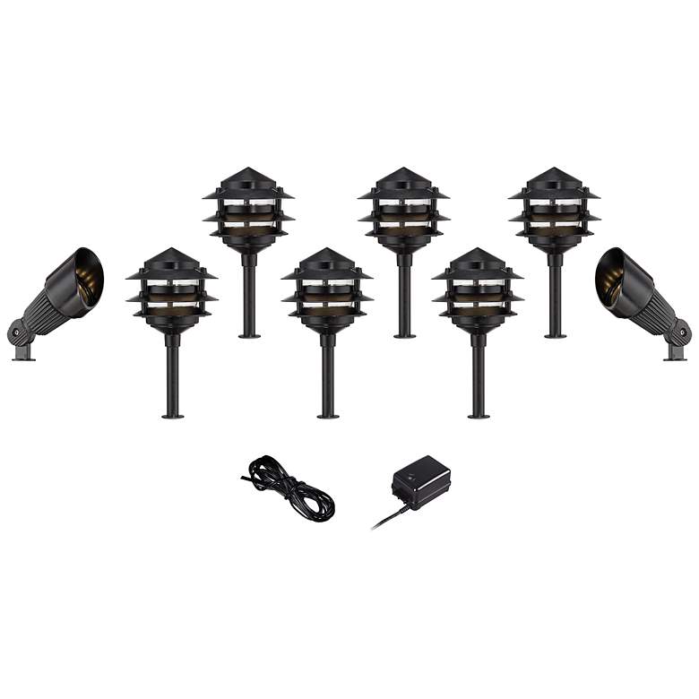 Image 1 Pagoda Black 10-Piece Outdoor LED Landscape Lighting Set