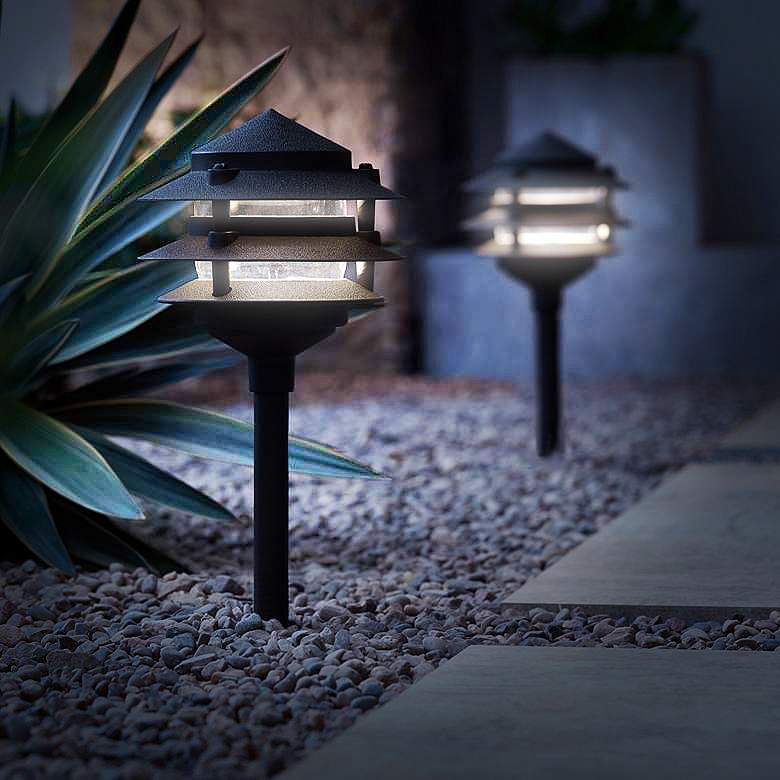 Pagoda Black 12-Piece Outdoor LED Landscape Lighting Set more views