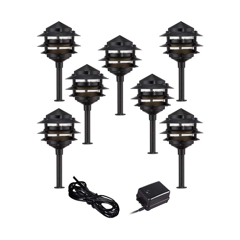 Image 1 Pagoda Black 9-Piece LED Complete Outdoor Landscape Lighting Set