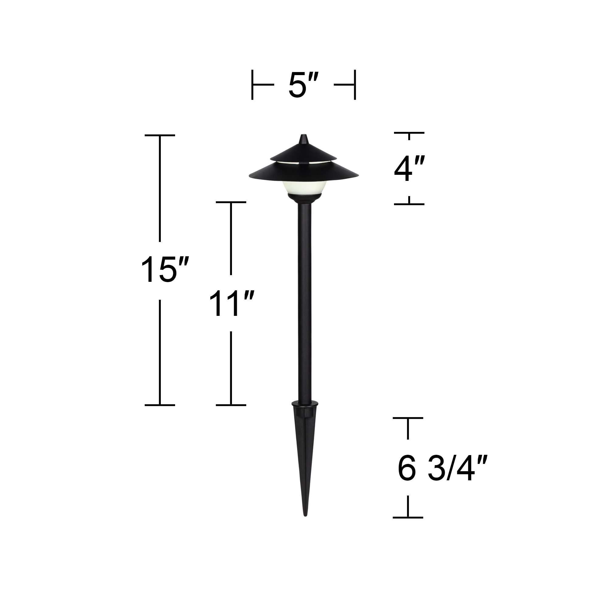Pagoda Textured Black 8-Piece LED Landscape Path Light Set