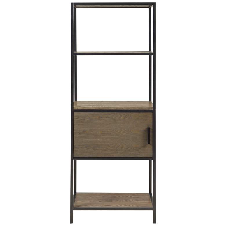 Image 2 Pagosa 24"W Gray Wood 3-Shelf Bookcase with Storage Cabinet