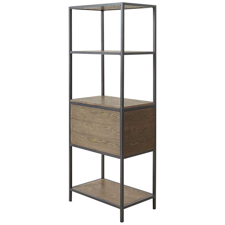 Image 7 Pagosa 24"W Gray Wood 3-Shelf Bookcase with Storage Cabinet more views