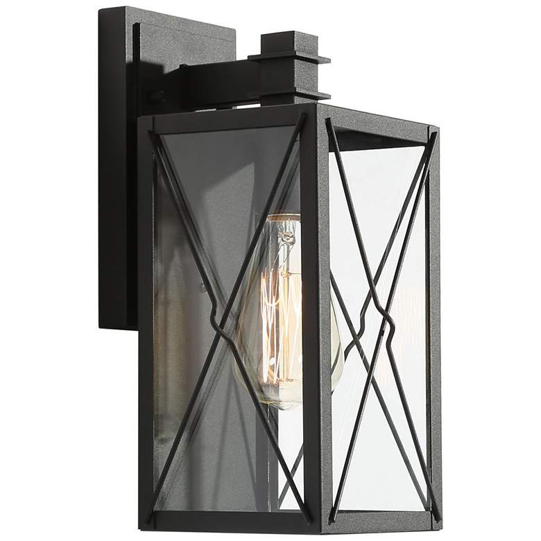 Image 1 Pahcy 11.8" High Black Glass Outdoor Wall Light