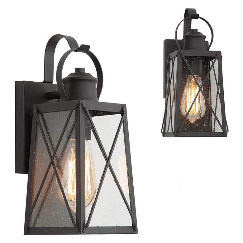 Image 2 Pahcy 12.6" High Black Glass Outdoor Wall Light Set of 2 more views
