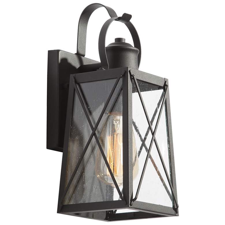 Image 1 Pahcy 12.6 inch High Black Glass Outdoor Wall Light