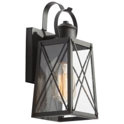 Pahcy 12.6&quot; High Black Glass Outdoor Wall Light
