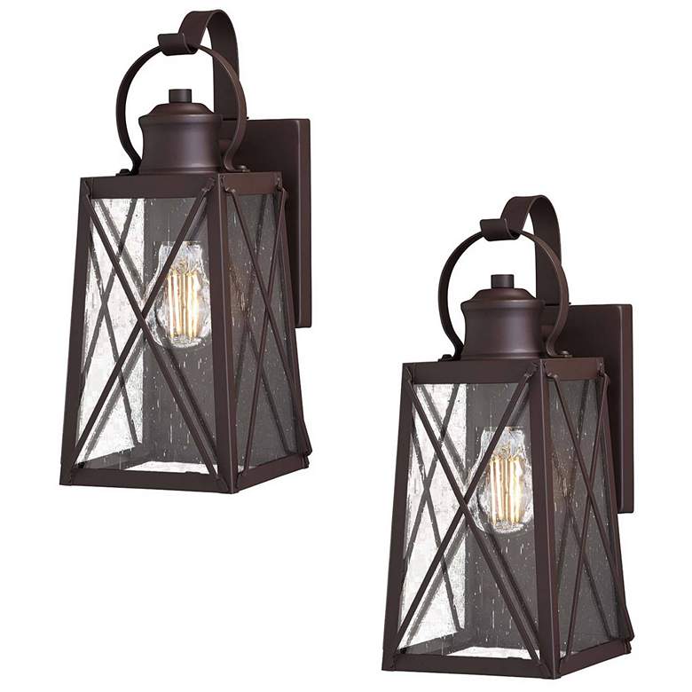 Image 1 Pahcy 12.6" High Textured Rust Glass Outdoor Wall Light Set of 2