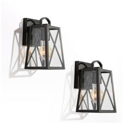 Pahcy 8.7&quot; High Black Glass Outdoor Wall Light Set of 2