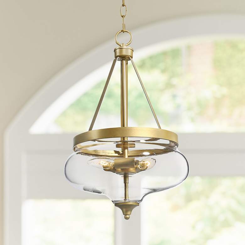 Image 1 Paige 12 1/2 inch Wide 3-Light Gold Metal Clear Glass Bowl Pendant Light