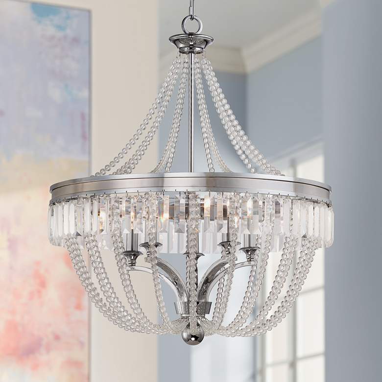 Image 1 Paige 24 inch Wide Crystal and Glass Beads Chandelier