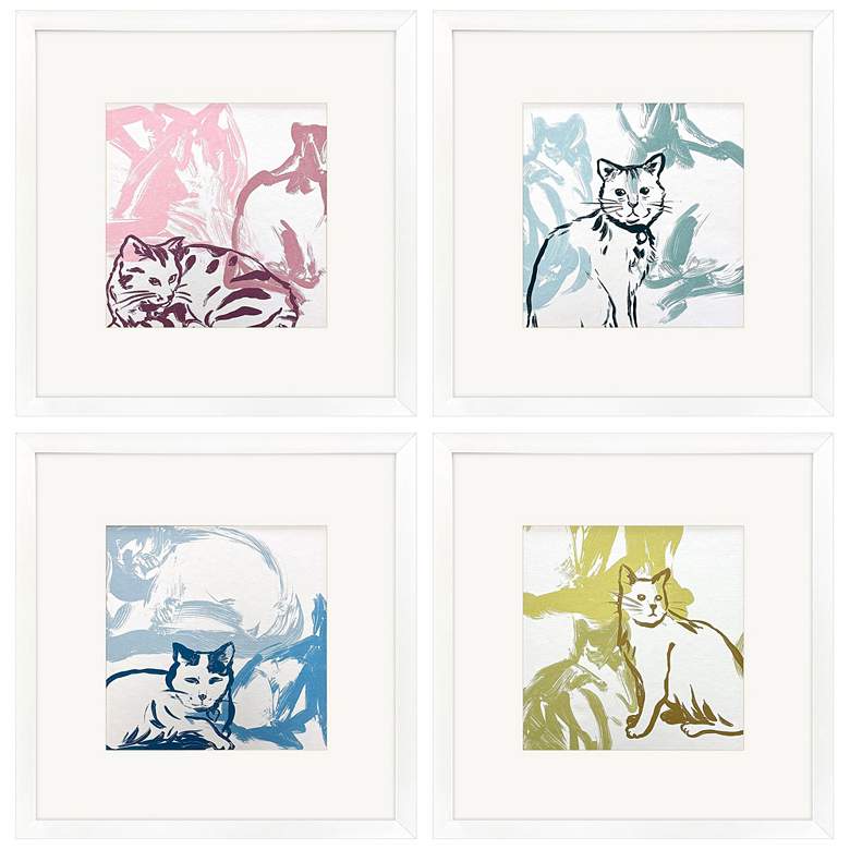 Image 1 Paint Box Cats 17"W x 17"H Framed Wall Art Set of 4