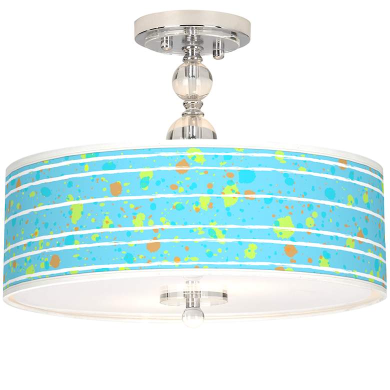 Image 1 Paint Drips Giclee 16 inch Wide Semi-Flush Ceiling Light