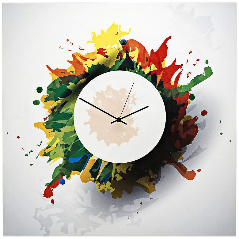 Image 1 Paint-Splatter 22" Square Abstract Metal Wall Art Clock