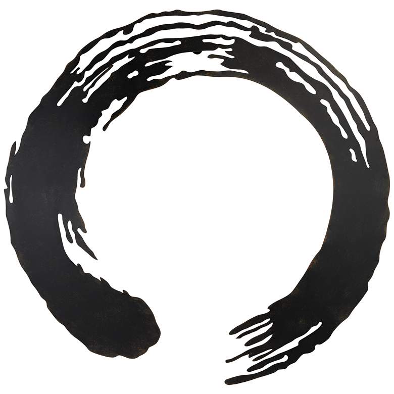 Image 1 Paint Swipe 25 1/4" Wide Black Metal Round Wall Art