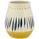 Painted Line 6 1/2" High Blue and Yellow Tapered Decorative Vase