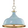 Painted No.1 18"W Aged Brass Pendant with Blue Bird Shade