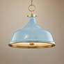 Painted No.1 18"W Aged Brass Pendant with Blue Bird Shade