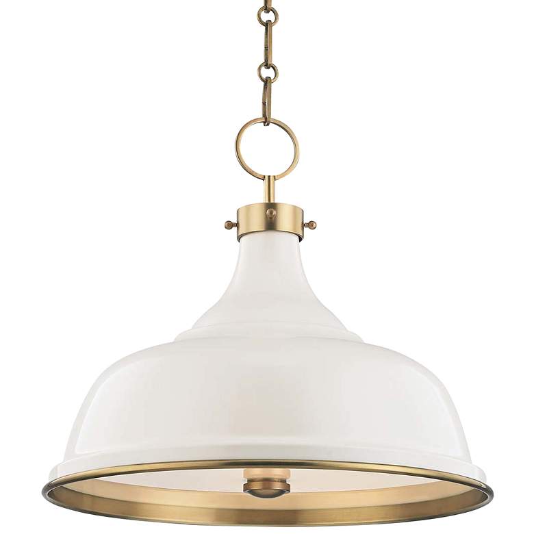 Image 2 Painted No.1 18"W Aged Brass Pendant with Off-White Shade