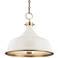 Painted No.1 18"W Aged Brass Pendant with Off-White Shade