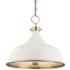 Painted No.1 18"W Aged Brass Pendant with Off-White Shade