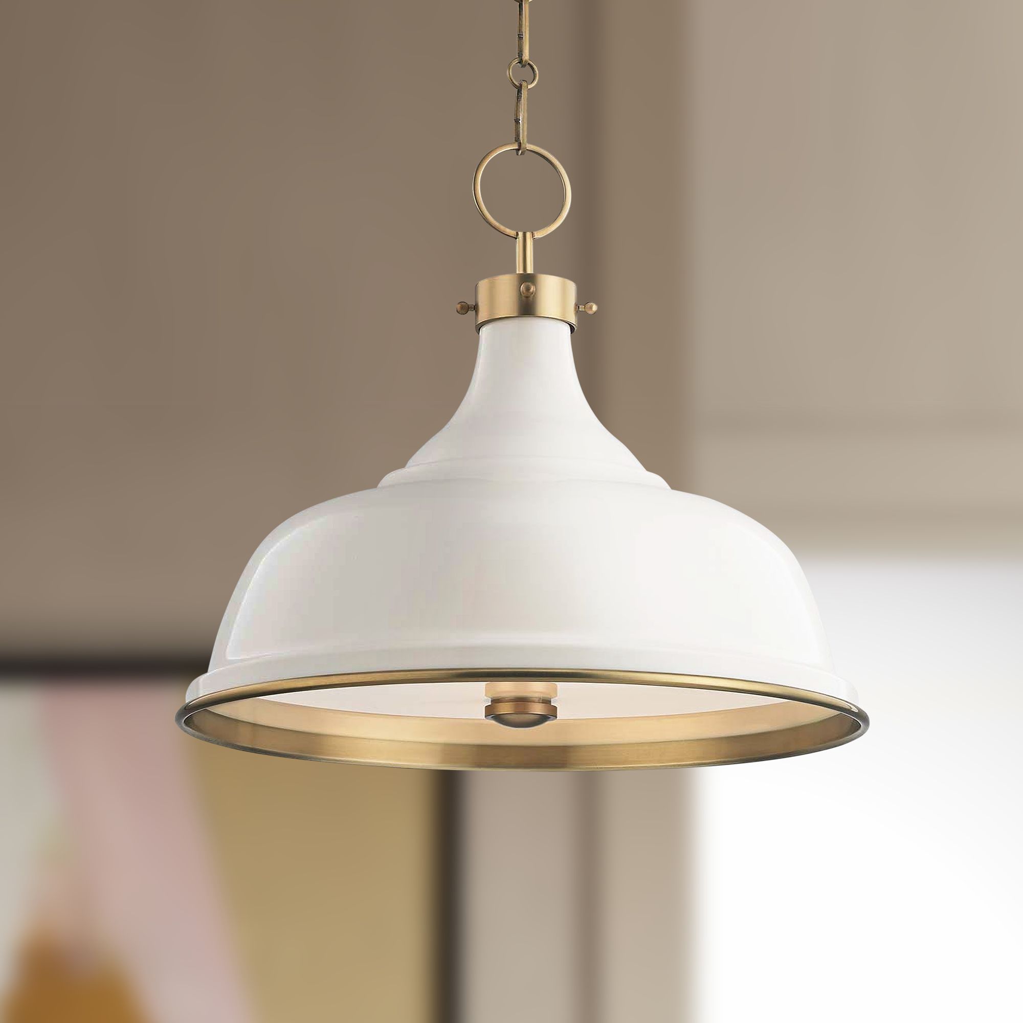 Brass and deals white pendant light