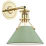 Painted No.2 11 3/4"H Aged Brass and Leaf Green Wall Sconce