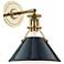 Painted No.2 11"H Aged Brass Sconce with Darkest Blue Shade