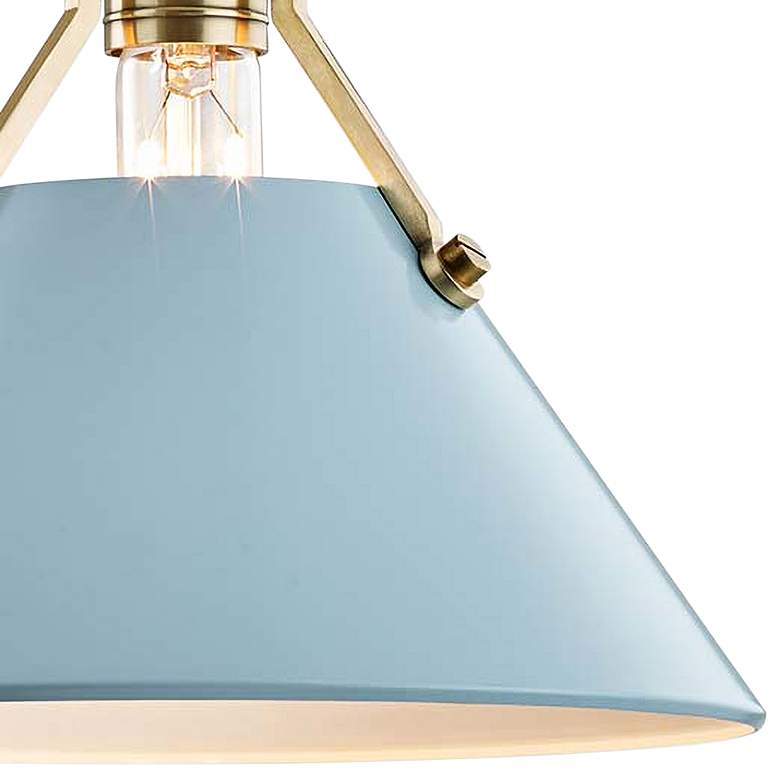 Image 2 Painted No.2 11"H Aged Brass Wall Sconce w/ Blue Bird Shade more views