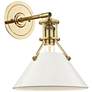 Painted No.2 11"H Aged Brass Wall Sconce w/ Off-White Shade
