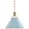 Painted No.2 16"W Aged Brass Pendant with Blue Bird Shade