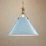Painted No.2 16"W Aged Brass Pendant with Blue Bird Shade