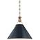 Painted No.2 16"W Aged Brass Pendant with Darkest Blue Shade