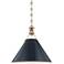 Painted No.2 16"W Aged Brass Pendant with Darkest Blue Shade